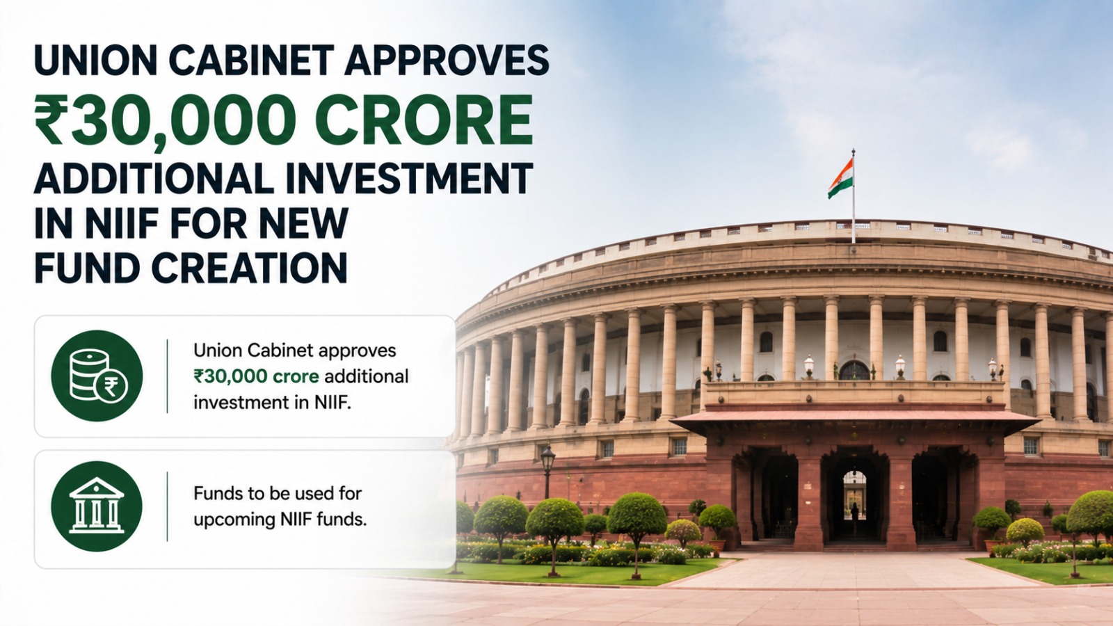 Union Cabinet Approves ₹30,000 Crore Additional Investment In NIIF For New Fund Creation