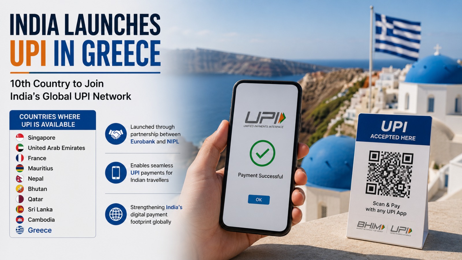 India Launches UPI In Greece 10th Country To Join India's Global UPI Network