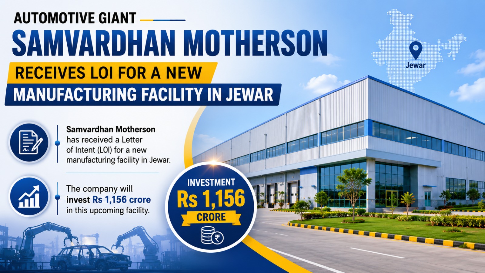 Automotive Giant Samvardhan Motherson Receives LOI For A New Manufacturing Facility In Jewar – To Invest Rs 1,156 Cr