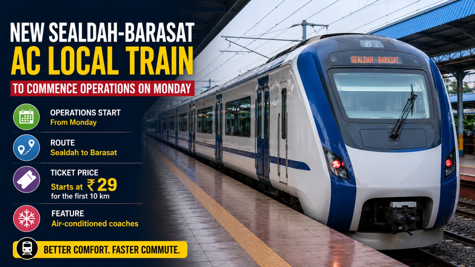 New Sealdah-barasat AC Local Train To Commence Operations On Monday