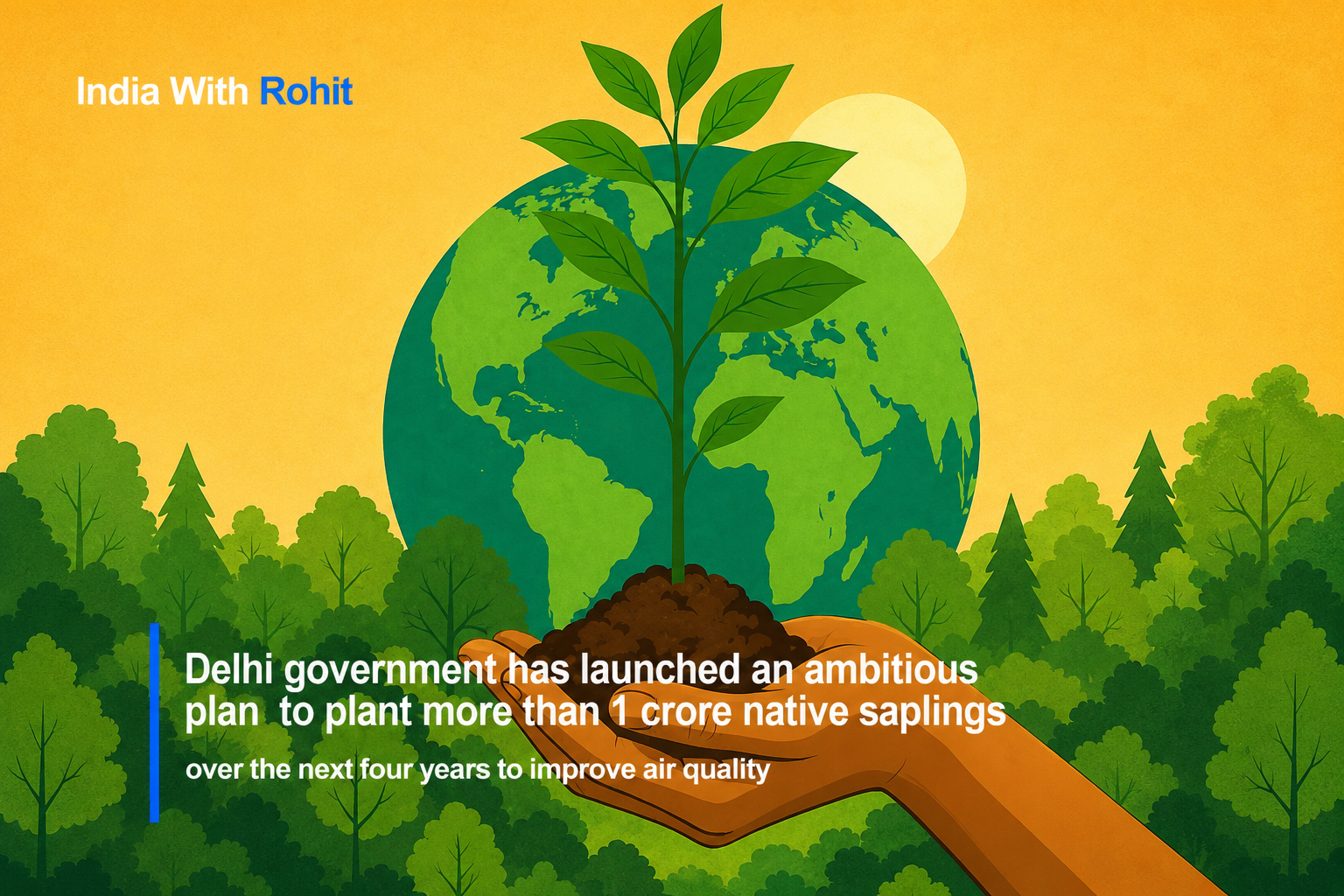 Delhi government has launched an ambitious plan to plant more than 1 crore native saplings over the next four years to improve air quality