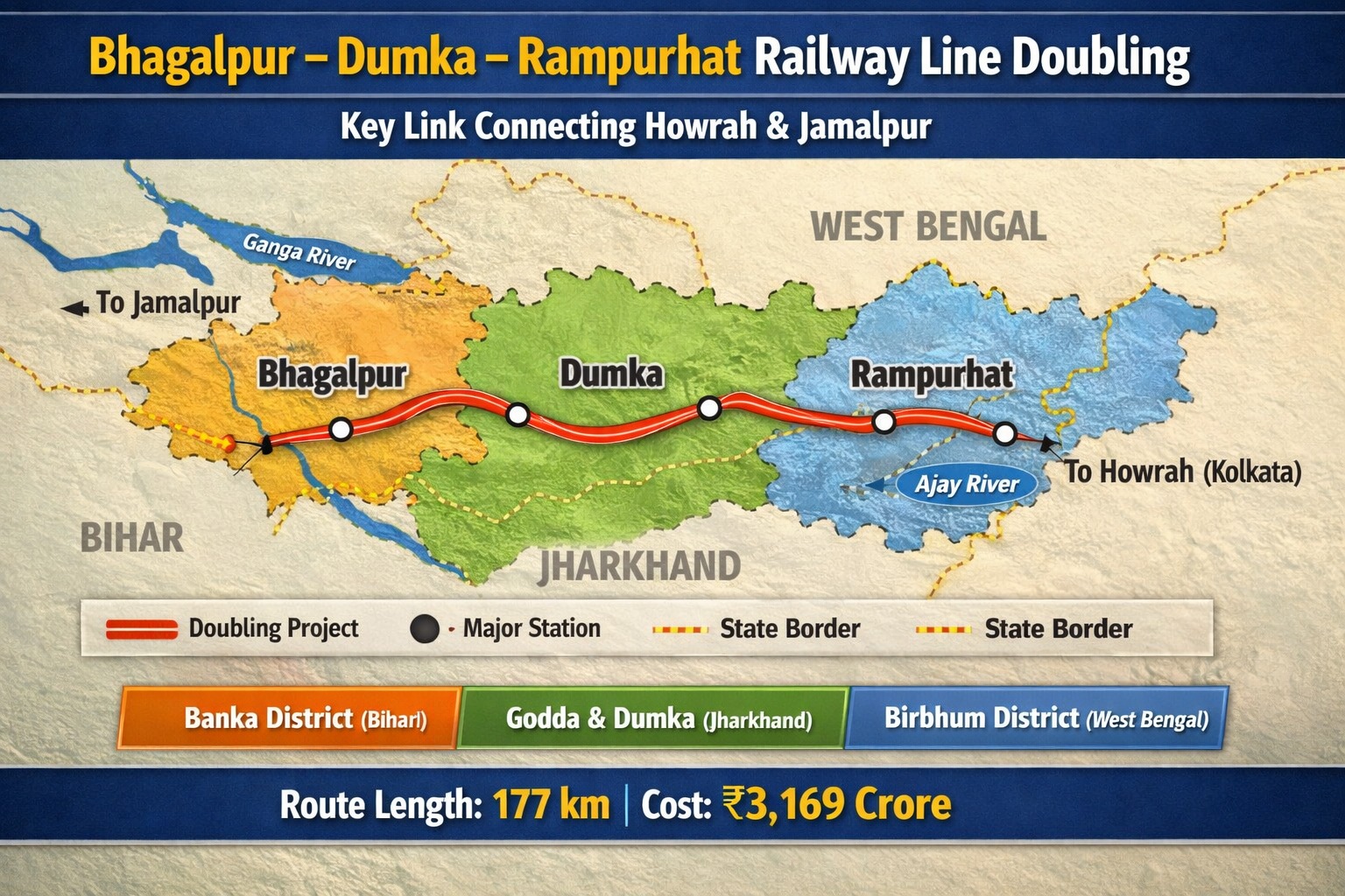 Bhagalpur–Dumka–Rampurhat Railway Line Doubling to Enhance Eastern India's Rail Network