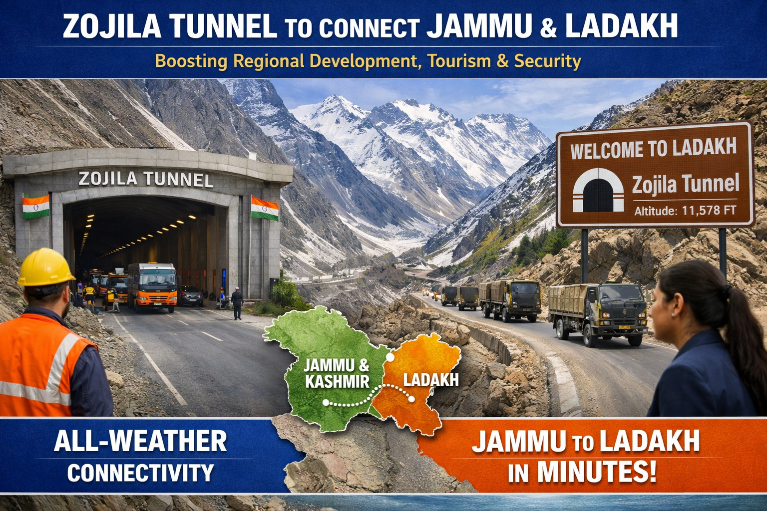 Zojila Tunnel To Connect Jammu & Ladakh.boosting Regional Development, Tourism & Security