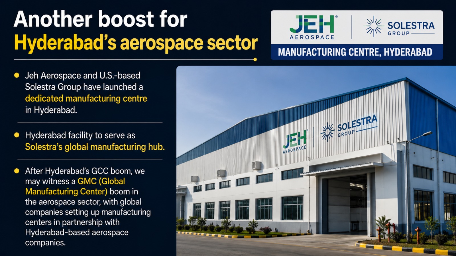 Hyderabad Gets New Aerospace Manufacturing Centre as JEH Aerospace Partners Solestra Group