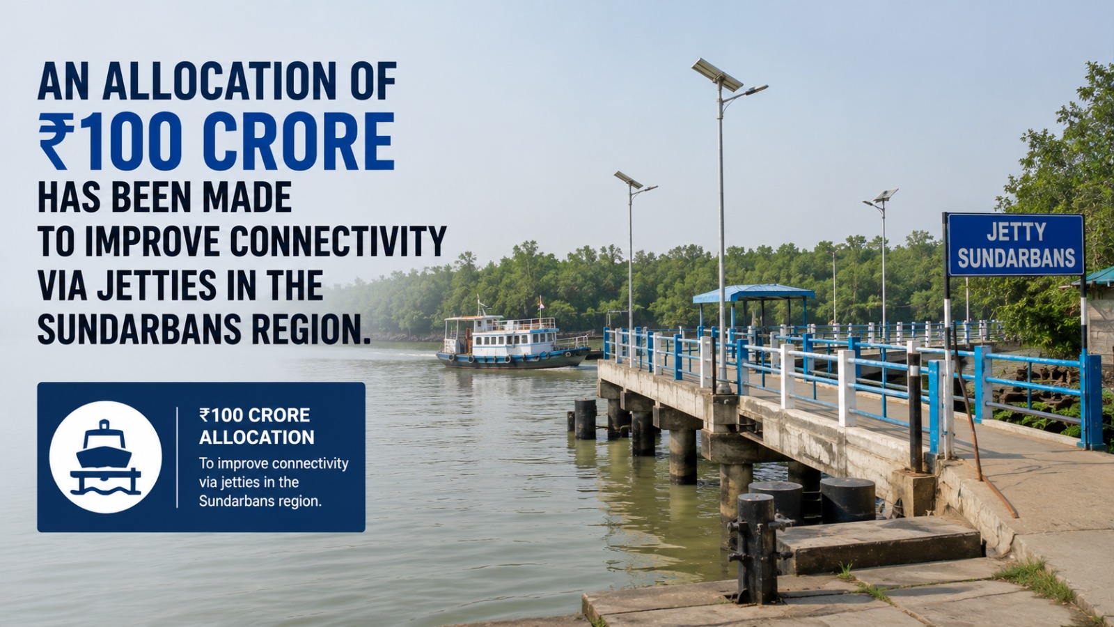 An Allocation Of 100 Crore Has Been Made To Improve Connectivity Via Jetties In The Sundarbans Region.