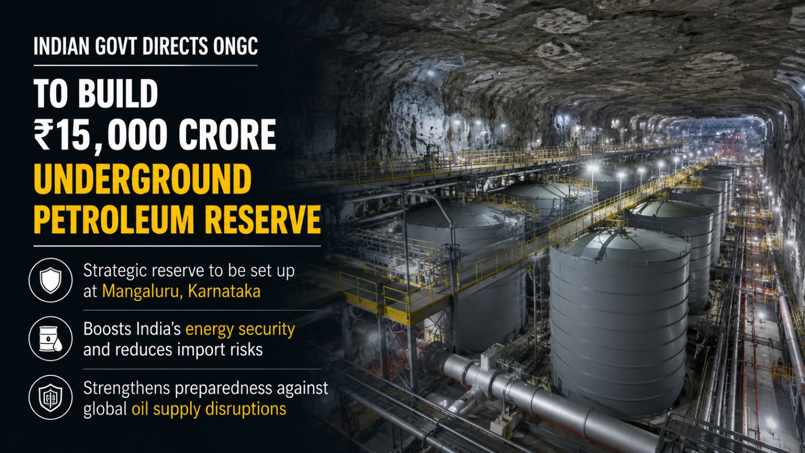 Indian Govt Directs ONGC To Build *15,000 Crore Underground Petroleum Reserve