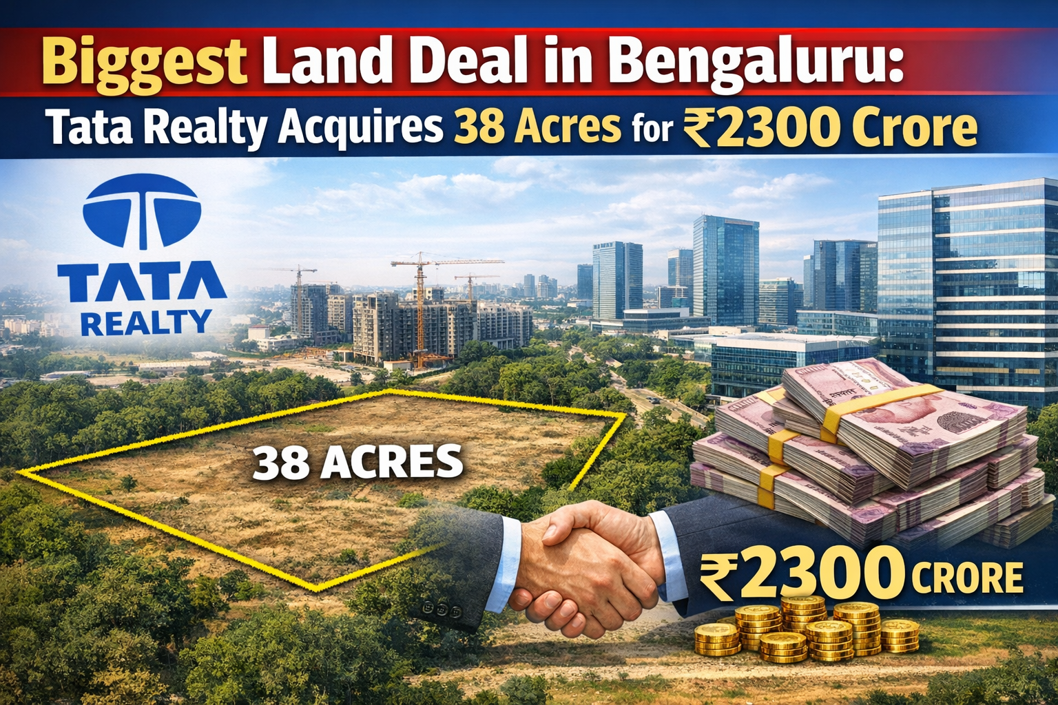 Biggest Land Deal in Bengaluru: Tata Realty Acquires 38 Acres for ₹2300 Crore